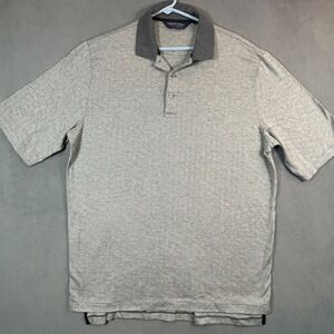 Polo Golf Ralph Lauren Shirt Mens Large Gray Striped Performance Pima Cotton